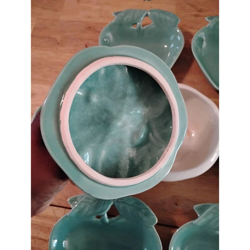 Hoenig of California Vintage Turquoise Apple-shaped Bowls Serving and Dip Set